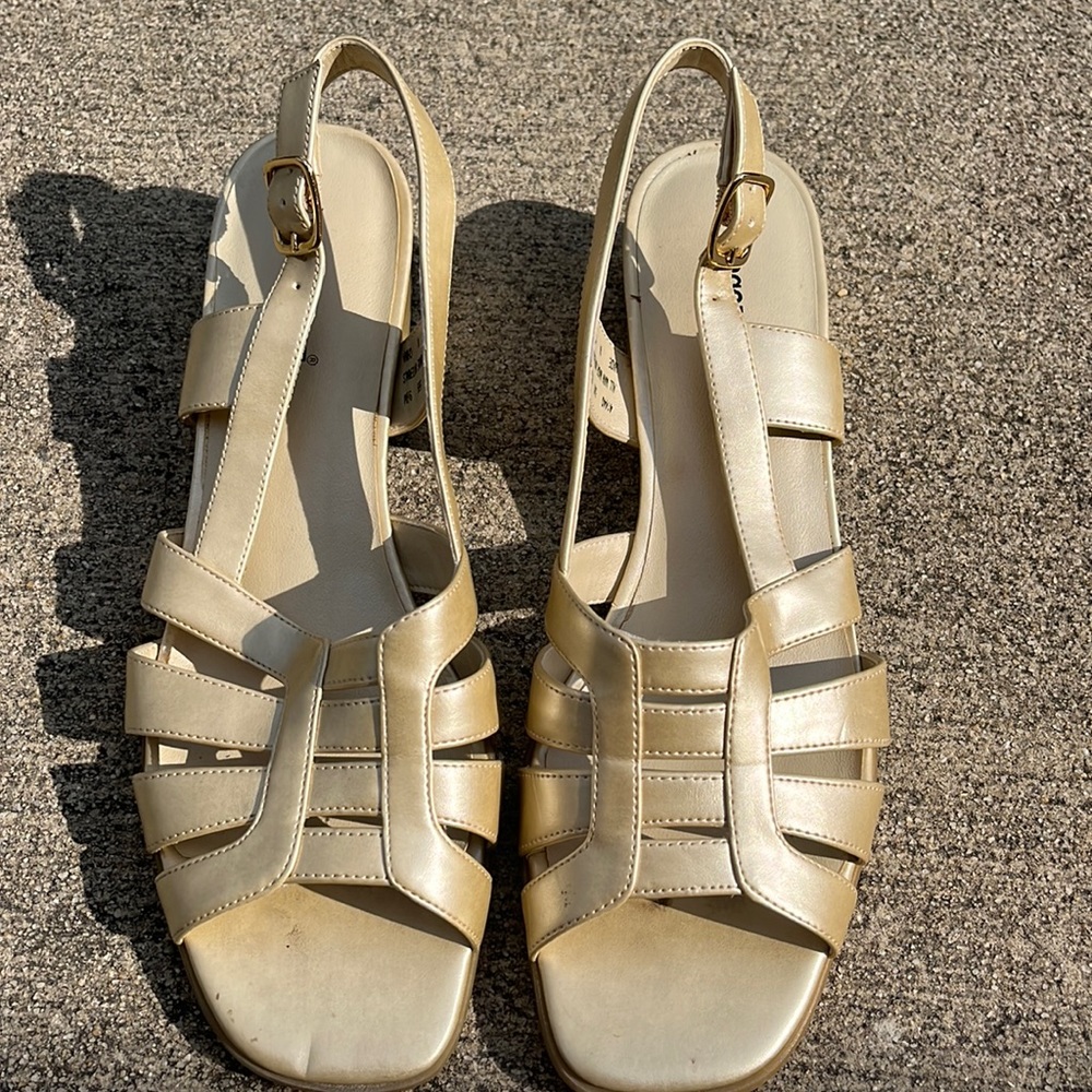 Gold slip on heels